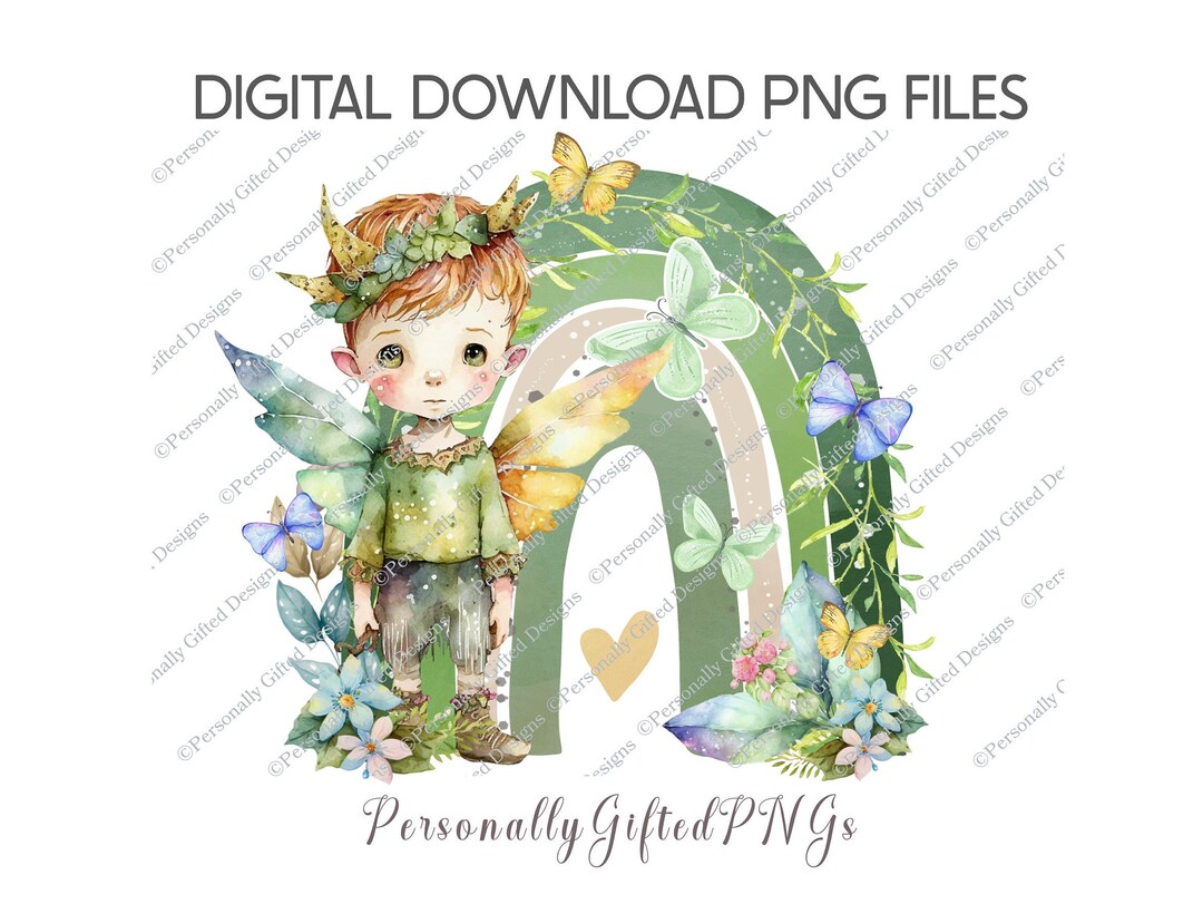 Rainbow Boy Fairy Design Digital Download, Boy Fairy PNG, Fairy Boy 2 ...