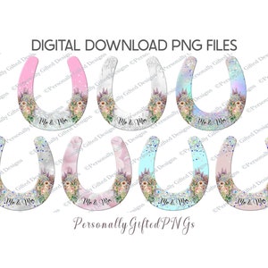 Mariage fer à cheval Design Bundle en téléchargement numérique, fer à cheval PNG, fer à cheval de mariage Design, sublimation de mariage, fer à cheval floral PNG