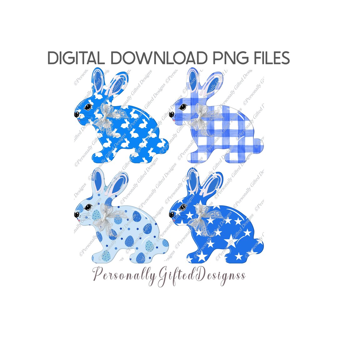 Bunny Design Bundle Blue Digital Download - Blue Egg Easter Design ...