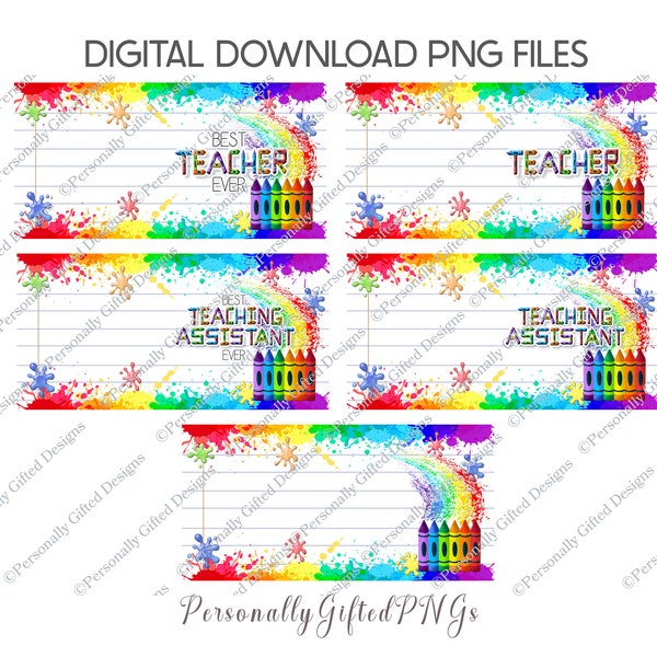 Teacher Sticky Notes Holder Plaque Design Digital Download, Teaching Assistant Design, Best Teacher Ever Plaque PNG, Rainbow Splatter PNG