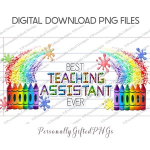 Design de envoltório de caneca para assistente de ensino Download digital, Melhor caneca de assistente de ensino de todos os tempos PNG, Caneca com respingos de arco-íris PNG, Presente para assistente de ensino