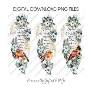 Plume rouge-gorge Design Bundle téléchargement numérique, 6 PNG, Noël commémoratif, plumes apparaissent PNG, Robin Memorial PNG, conception commémorative plume
