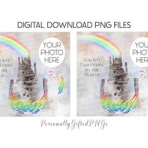 ペット記念碑と写真スペースのデザイン デジタルダウンロード、3 つの PNG、ペット記念碑 PNG、レインボー ブリッジのデザイン、レインボー ブリッジ記念碑のデザイン