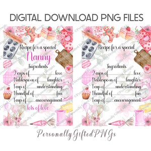 Receta para una niñera especial Diseño Descarga digital, Receta amorosa para el Día de la Madre PNG, Receta de diseño para el Día de la Madre para una mamá especial Sublimación