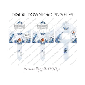 Diseño de lápida conmemorativa de petirrojo, descarga digital, poema conmemorativo de petirrojo, pluma y mariposa, conmemoración del Día del Padre, en memoria amorosa
