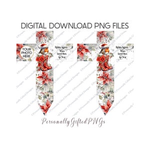 Diseño de lápida conmemorativa navideña con forma de cruz de petirrojo, descarga digital, memorial navideño, lápida con forma de cruz, foto conmemorativa