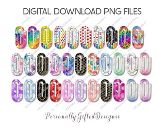 Paperclip Bookmark Design Bundle Digital Download, 72 PNGs, Floral Paperclip PNG, Teacher Paperclip Bookmark PNG, Mother's Day Gift, Easter