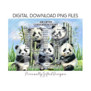 Panda Airfryer conversietabel snijplank ontwerp digitale download, Nan paascadeau, schattige panda ontwerp, Moederdagcadeau, housewarming