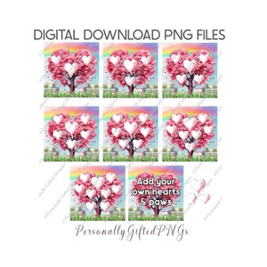 Stammbaum-Quadrat-Design-Bundle Digitaler Download, 11 PNGs, Familie 2 - 8 Mitglieder Design, Muttertag, personalisierter Baum PNG, Geburtstagsgeschenk