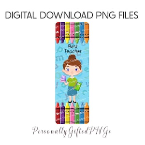 Marcador de Professora Professora com Design de Lápis de Cera Download Digital, Melhor Marcador de Professora, Marcador de Lápis de Cera Fofo PNG, Marcador de Escola PNG