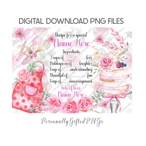 Recept voor een speciaal kindermeisje snijplankontwerp digitale download, werkbladbeveiliging, bakplaat, png, Moederdagrecept van de liefde, recept voor mama