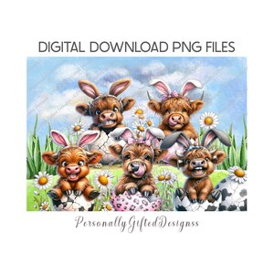 Téléchargement numérique de conception de planche à découper vache Highland de Pâques, cadeau de Pâques pour maman, conception vache drôle, planche à découper vache Highland, cadeau de Pâques Nan