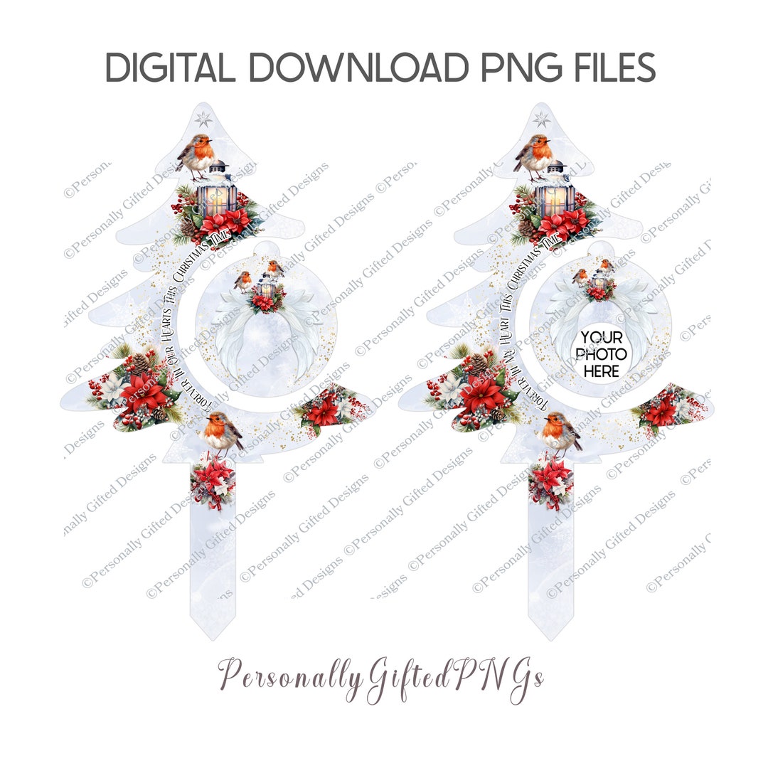Robin Memorial Christmas Tree Grave Marker With Bauble Digital Download
