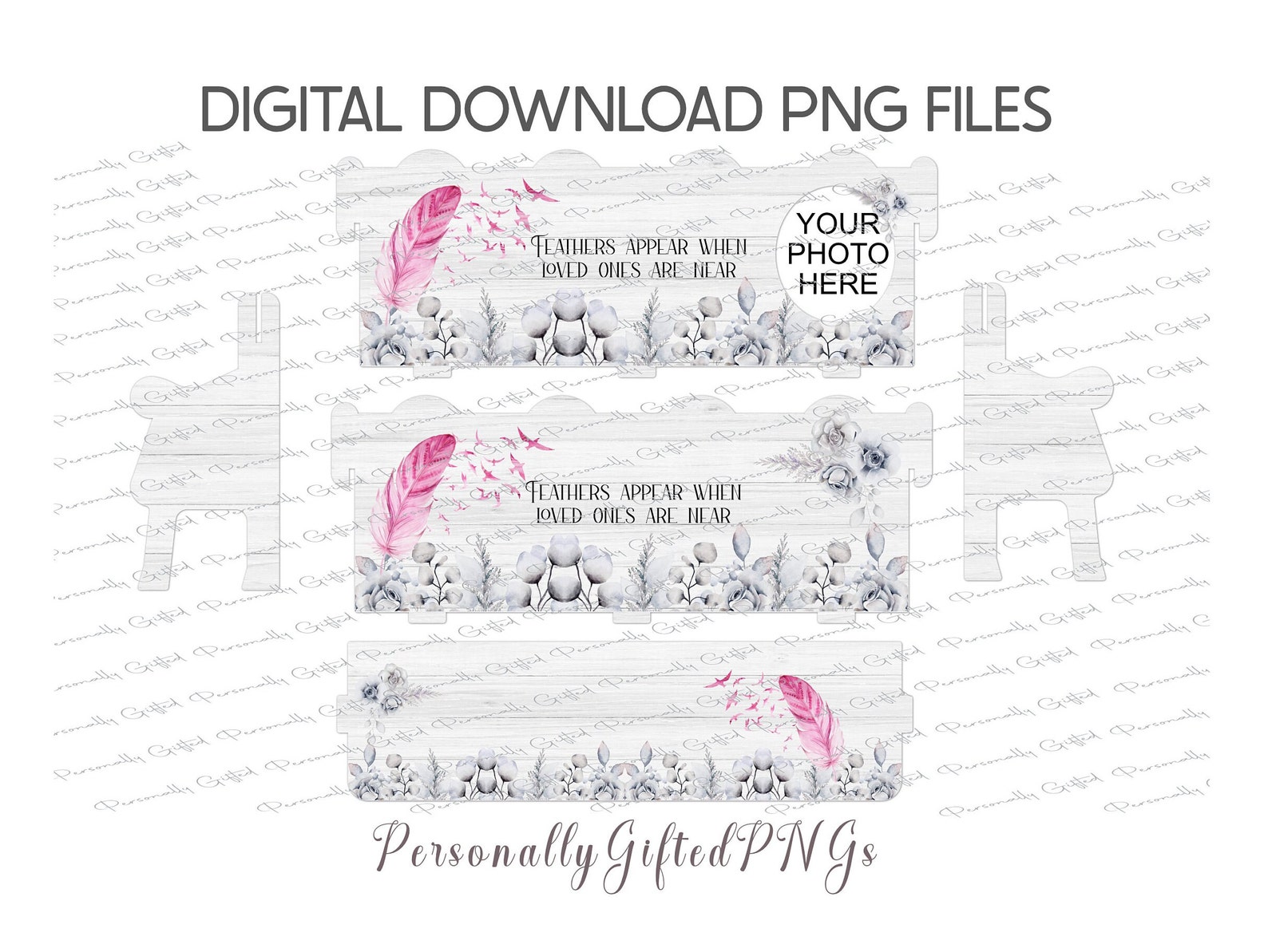 Memorial Bench Pink Feather Design Bundle Digital Download 8 Etsy