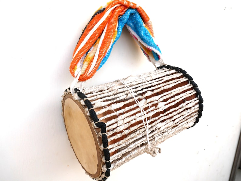 Authentic Nigerian Talking Drum (Gan-Gan) with Beater, Africa Drum, Africa Instrument image 1