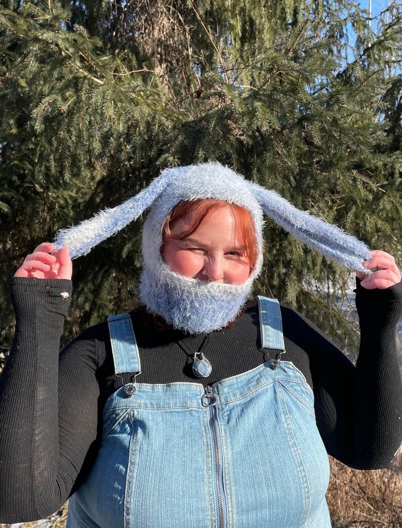 Bunny Balaclava / Fluffy Ski Mask / Unisex Hat/ Custom Crochet Etsy