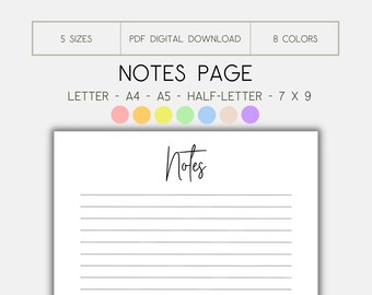 Printable Notes / Planner Inserts / Notes Pages / Note Taking - Etsy