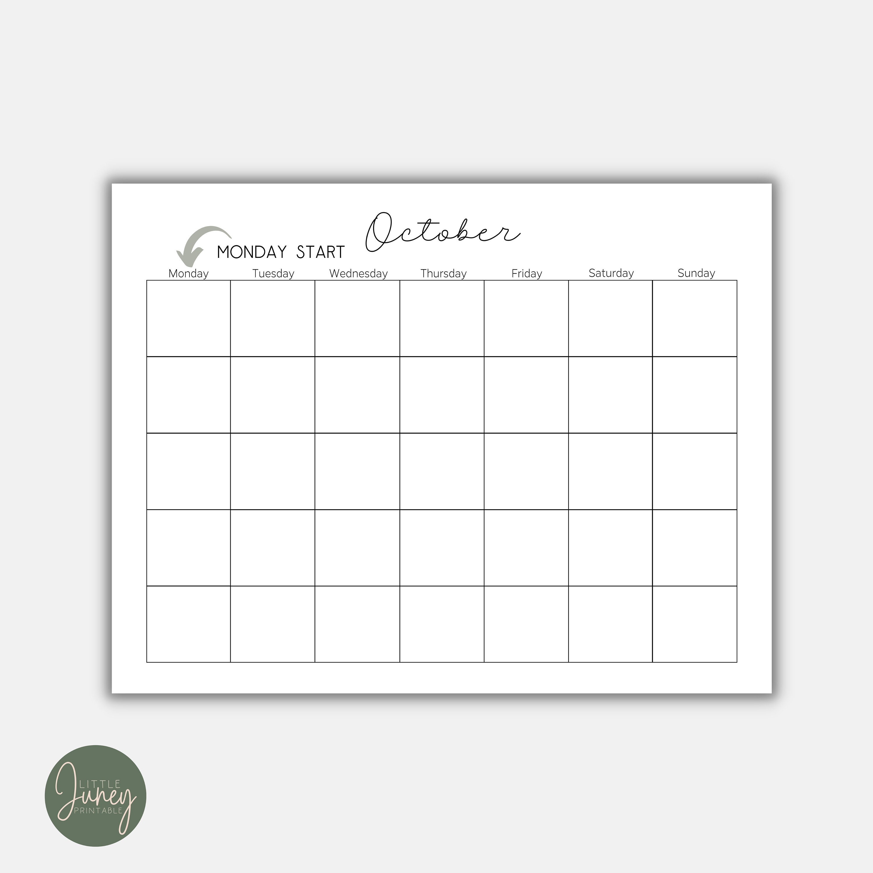 Monthly Blank Calendar, Letter Size Calendar, A4 Calendar, PDF ...