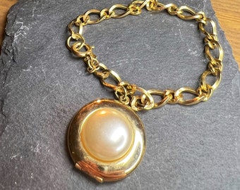 Vintage Sarah Co Pearl Locket Bracelet