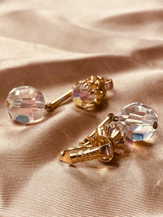 Vintage Cora Prism Clip on Earrings With Aurora Borealis Crystals Etsy
