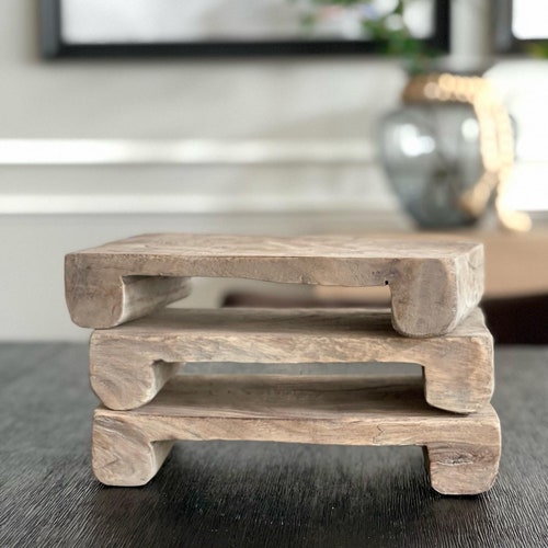 Oak Wood Riser Kitchen Counter Tray Wooden Tray Pedestal Etsy