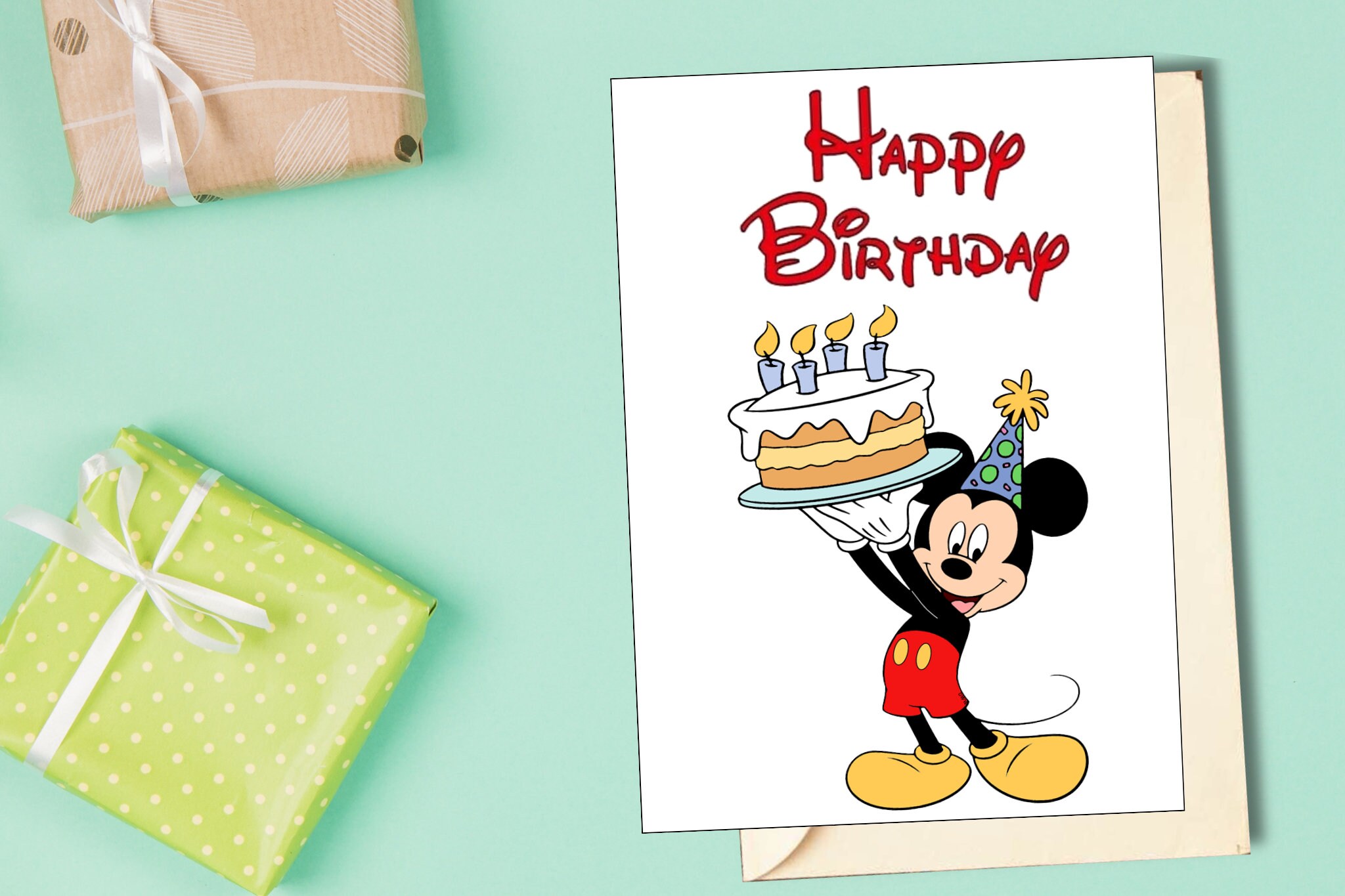 Printable Birthday Card With Mickey Mouse, Printable Greeting Card ...