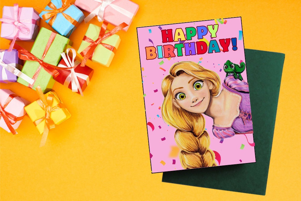 Printable Birthday Card Rapunzel, Printable Greeting Card, Print at ...