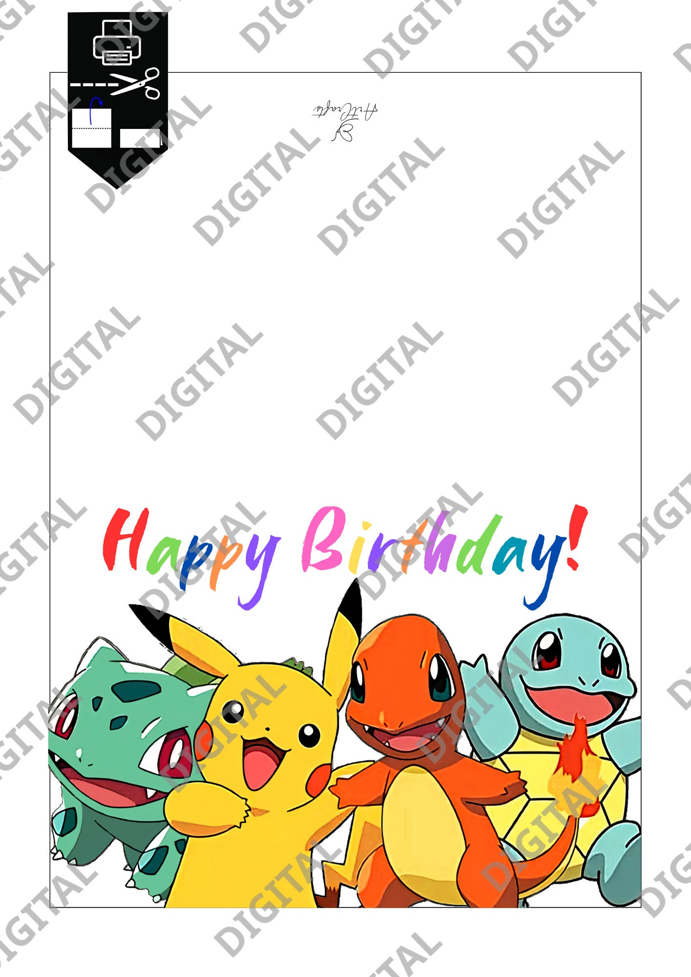 Printable Birthday Card With Pokemon, Printable Greeting Card, Print at ...