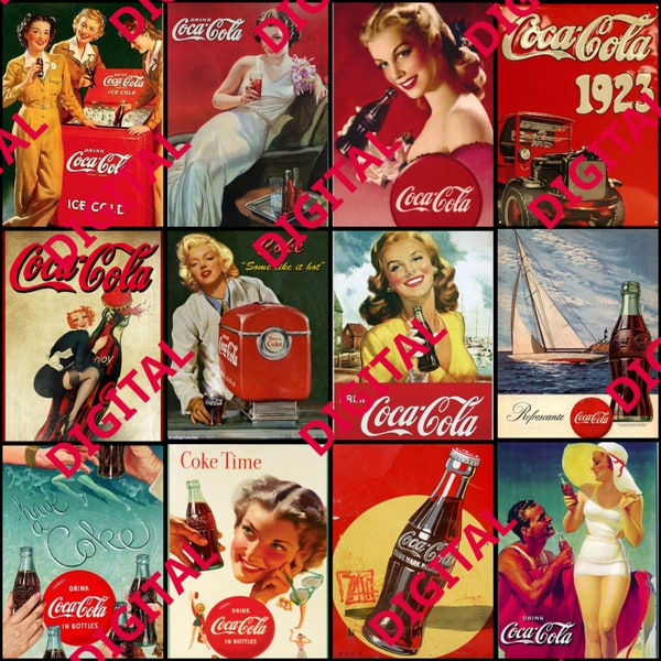 Pop Art Coca Cola, Vintage, Retro, Printable Poster, Digital in PNG