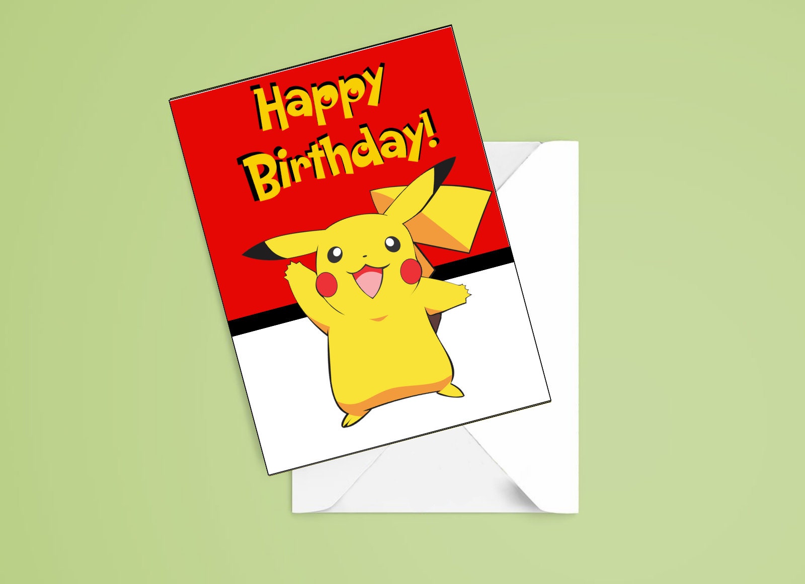 Printable Birthday Card With Pokemon Pikachu, Printable Greeting Card ...