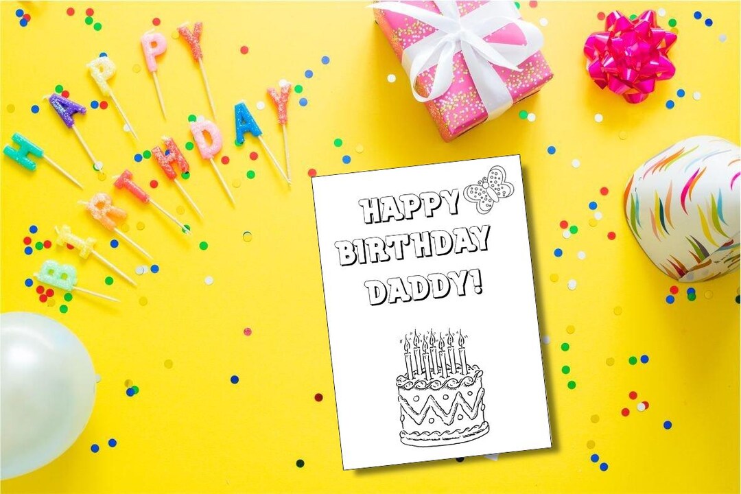 Printable Birthday Card Happy Birthday Daddy to Color, Printable ...