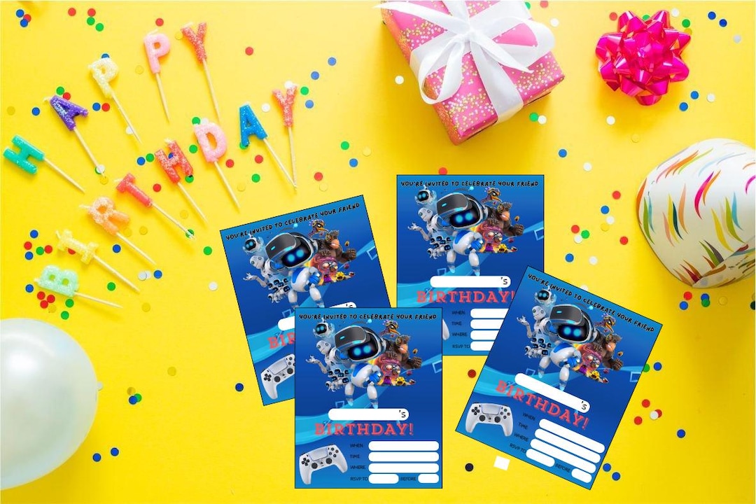 Digital Printable Birthday Invitation Astro Bot, A4 Format 4