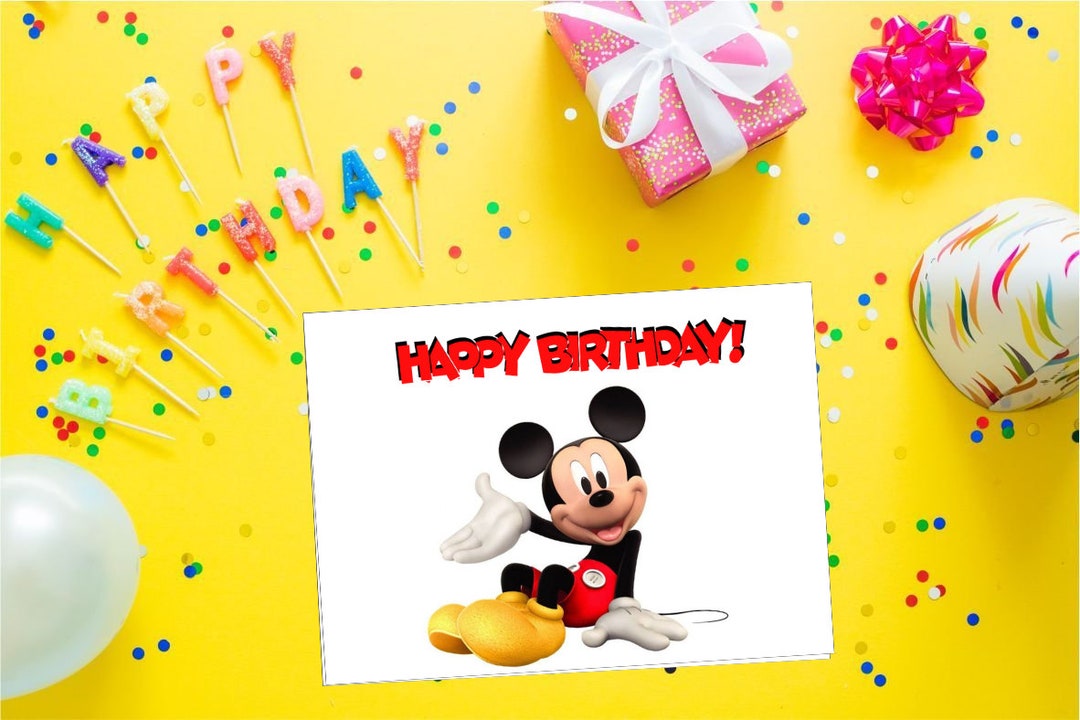 Printable Birthday Card With Mickey Mouse, Printable Greeting Card ...