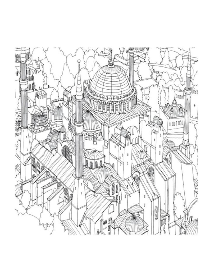 Printable Digital Architecture Coloring Book in PDF 135 - Etsy