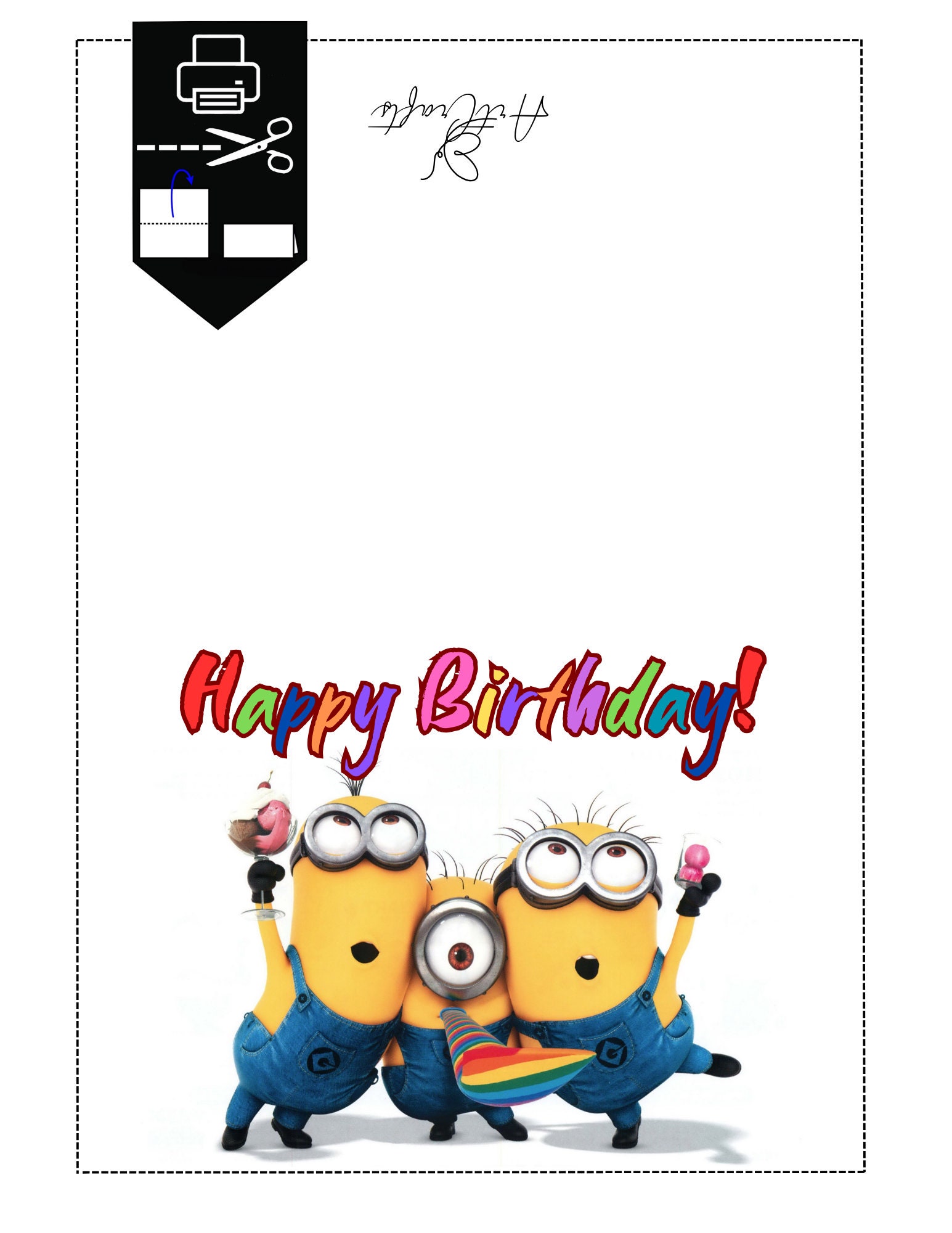 Birthday Card Minions to Print, Greeting Card, Download and Print