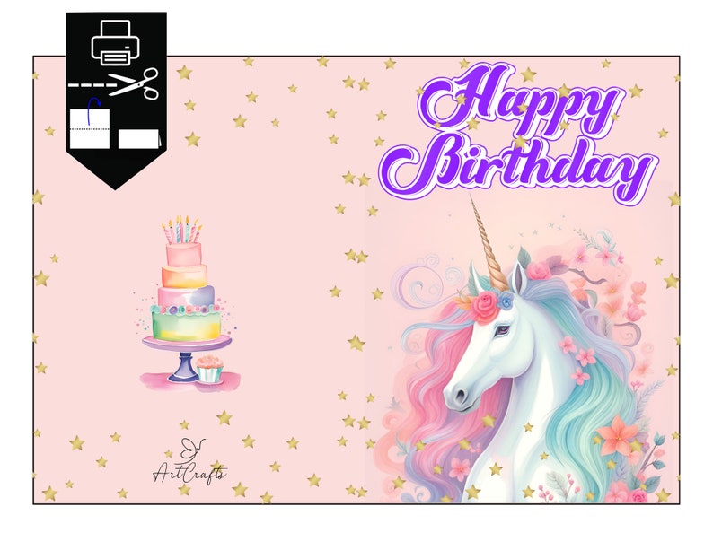Printable Unicorn Birthday Card - Il 794xN.5618877849 Hijz 