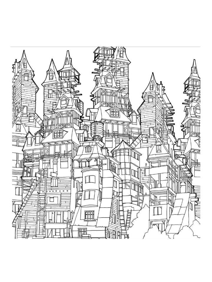 Printable Digital Architecture Coloring Book in PDF 135 - Etsy