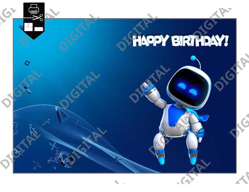 Printable Birthday Card With Astro Bot, Printable Greeting Card, Print ...