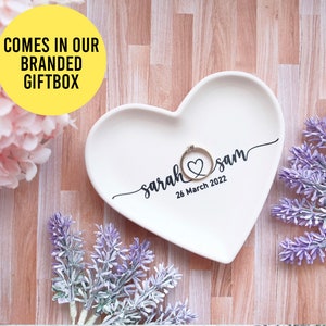 Personalized Heart Ring Dish: Engagement, Wedding, Anniversary Gift