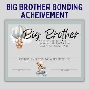 Big Brother-certificaat - Achievement Award voor nieuwe broers en zussen - perfect cadeau voor het verwelkomen van een nieuwe baby
