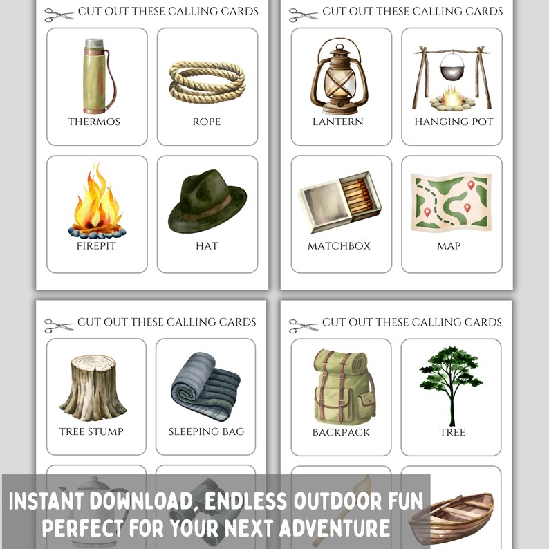 Printable Camping Bingo Game Set With Calling Cards and Markers ...