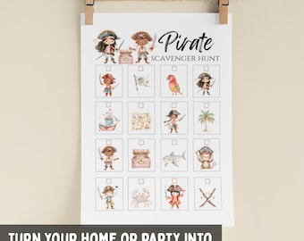Juego de búsqueda del tesoro pirata para niños imprimible, emocionante actividad de aventura para regalo de fiesta infantil, actividad de fiesta de cumpleaños, búsqueda del tesoro
