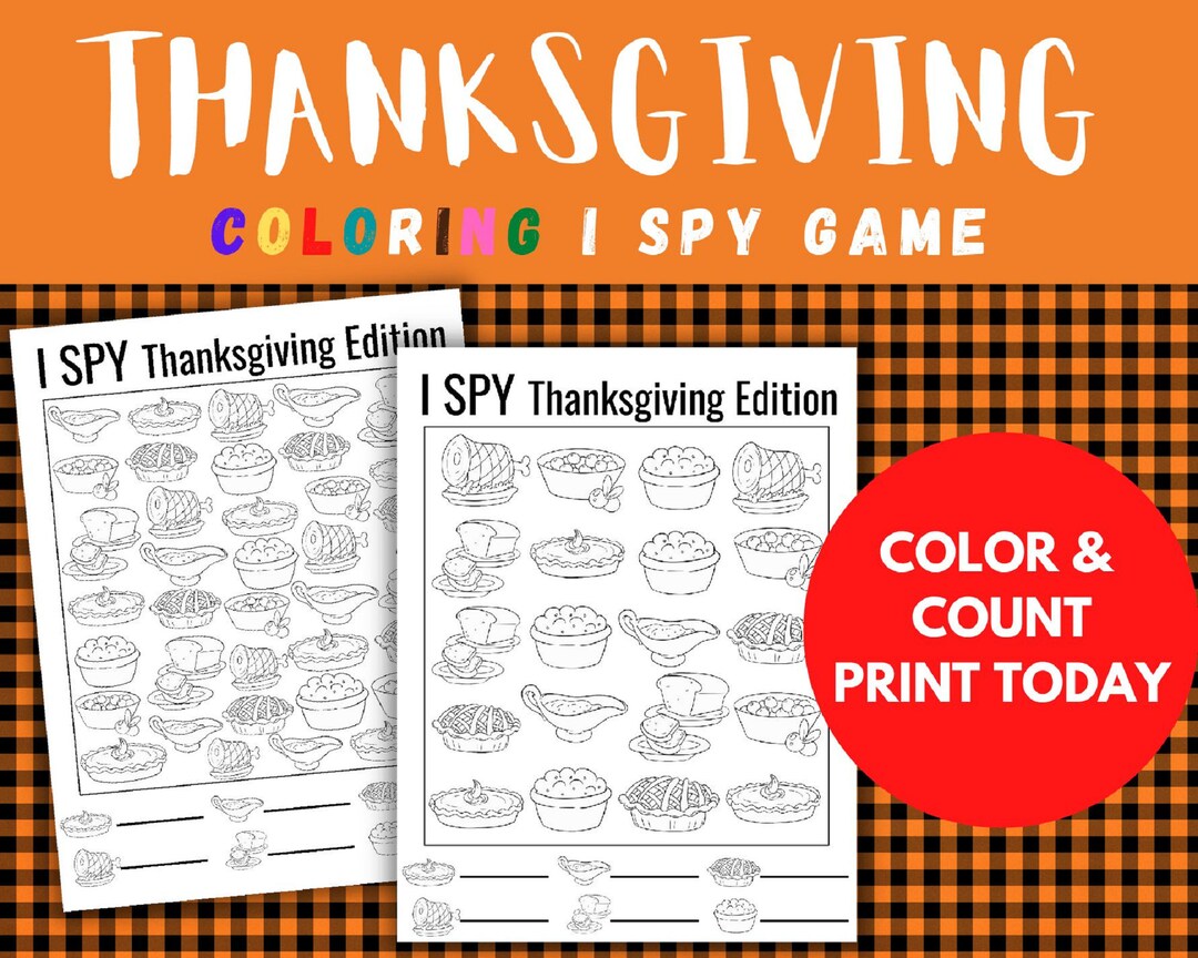 Thanksgiving Game Printable I Spy Game Search and Find - Etsy