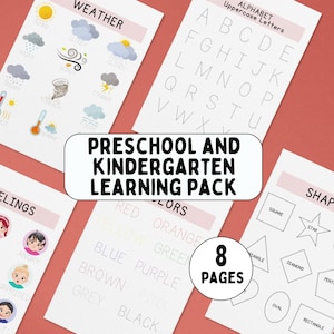 Kindergarten Learning Pack - Fun Educational Printables for Home Learning - Perfect Gift for New Preschoolers