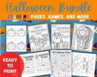 Ensemble d’activités d’Halloween, jeux imprimables pour les enfants, pages à colorier pour Halloween, jeu de bingo d’Halloween, feuilles de travail pour les enfants d’âge préscolaire