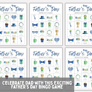 Juego de bingo imprimible para el Día del Padre, divertido juego interactivo para celebrar en familia, regalo perfecto para el Día del Padre, noche de juegos en familia