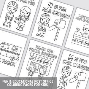 Kids Post Office Coloring Pages Set, Creative & Educational Printable Pages for Children’s Learning and Play, Charming Gift Idea, Montessori