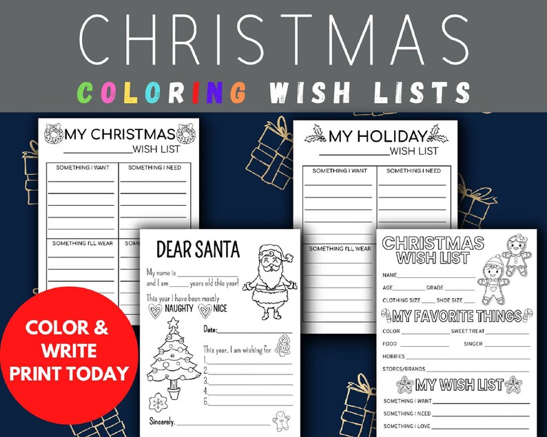 Printable Christmas Wish List, Some of My Favorite Things, Letter to ...