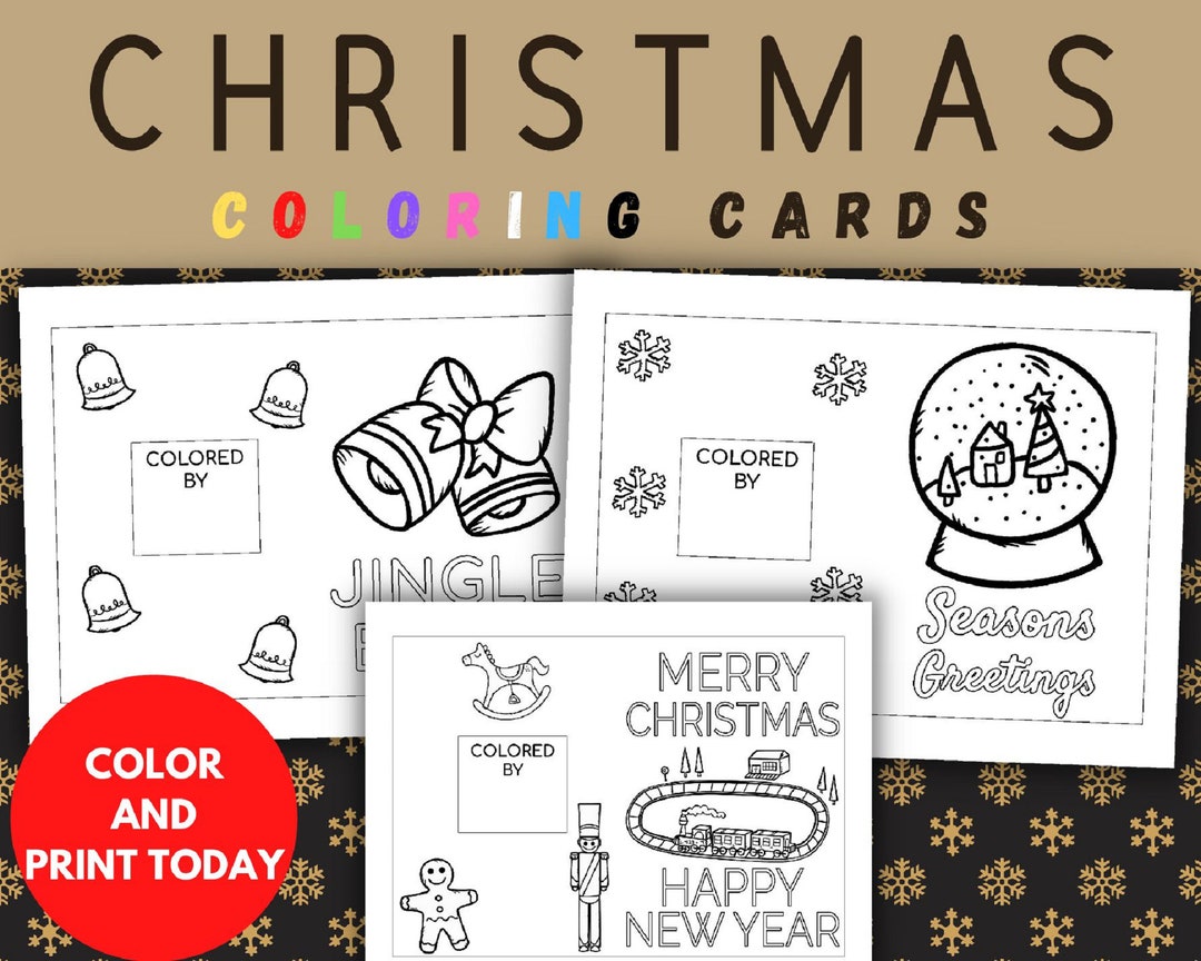 Printable Christmas Cards Color, Merry Christmas Happy New Year Card ...