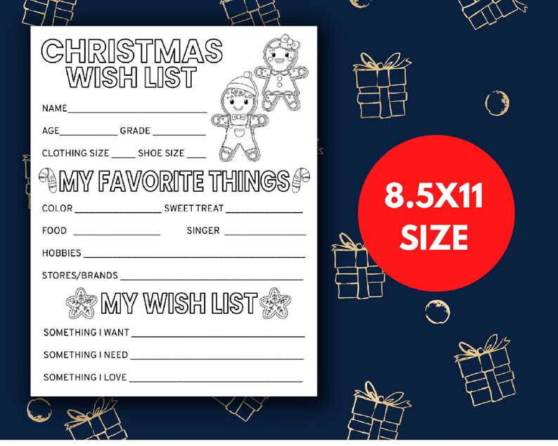 Printable Christmas Wish List, Some of My Favorite Things, Letter to ...